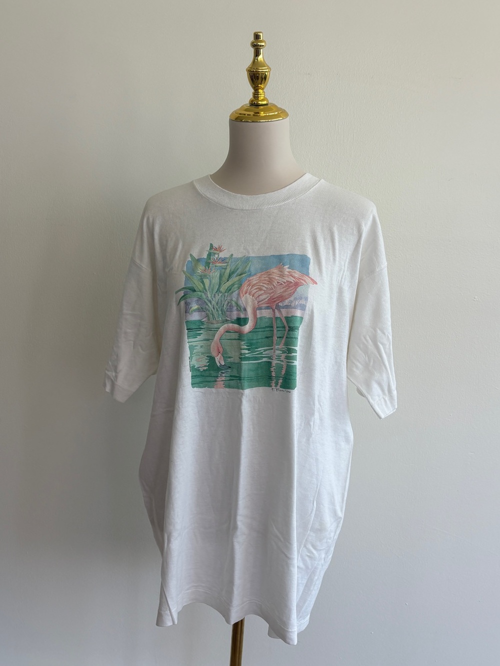 Vintage Single Stitch Flamingo Tropical Graphic T-Shirt XL Made in USA
